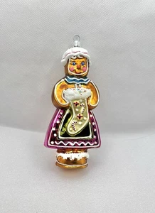 NIÑA DE PAN DE JENGIBRE MOLDEADO 6" Alto Adorno de Navidad HECHO A MANO EN POLONIA. - Imagen 1 de 5