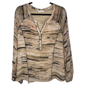 Calvin Klein Women's Blouse XL Long Sleeve Neutral Brown/Tan Minimalist Western - Picture 1 of 13