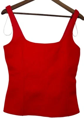 Nuevo con etiquetas Camiseta sin mangas Zara roja audaz talla M cuello cuadrado ajustada Bustier suave polar San Valentín Foto 1 de 4