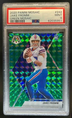 2020 Mosaic Jake Fromm RC Prizm Green Rookie #242 Bills PSA 9 - Image 1 of 2