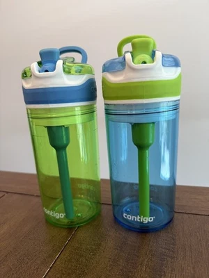 Garrafas e lanchonetes à prova de derramamento Contigo Kids 2 em 1 azul verde - Imagem 1 de 4