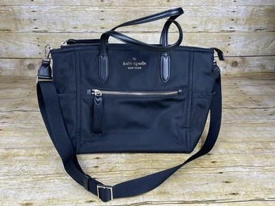 KATE SPADE CHELSEA NYLON MEDIUM BLACK TOTE SATCHEL BAG ZIP CARRY ALL SHOULDER - Image 1 of 4