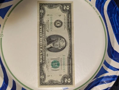1976 - $2 Dollar Bill, VERY LOW Serial Number, STAR Note!  Excellent Condition - Image 1 of 2