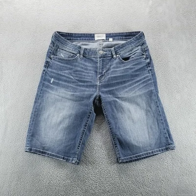 Pantalones Cortos BKE Mujer 30 Azul Bermudas Denim 11" Tiro Medio Elastizados Envejecidos Foto 1 de 4