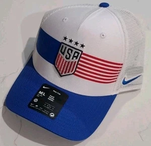NEU Größe M/L Nike Rise Truckermütze Kappe Team USA Herren Neu mit Etikett USA weiß  - Bild 1 von 4