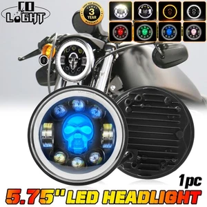 Motor 5.75" 5 3/4" RGB LED Headlight Projector For Dyna Sportster XL1200 XL883 - Picture 1 of 9