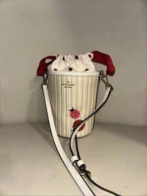 BOLSO BANDOLERA KATE SPADE BORDADO PAJA LADYBUG CILINDRO CUBO Foto 1 de 4