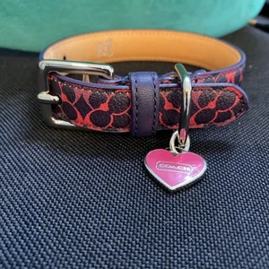 WAVERLY SIGNATURE PET COLLAR (COACH F67599) SILVER/NAVY/PINK XS 8.5-10.5” - Picture 1 of 8