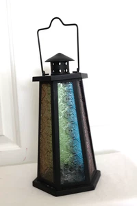 Candelabro eléctrico con forma de faro de vitral de 12" de alto - Imagen 1 de 5