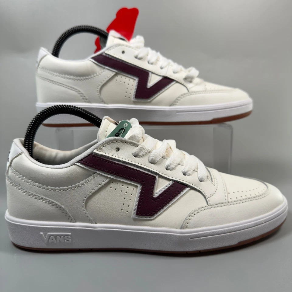 Vans Lowland CC ComfyCush Women 9 Skate Sneaker Off White Burgundy Two Tone Shoe - Image 1 of 4