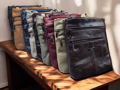 Ladies Genuine Soft Real Leather Crossover Body Bag Shoulder Bag Purse Handbag   - Image 1 of 4