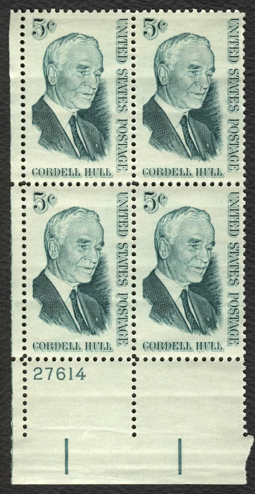 #1235 5c Cordell Hull, Plate Block [27614 LL] Mint **ANY 5=FREE SHIPPING** - Image 1 of 1