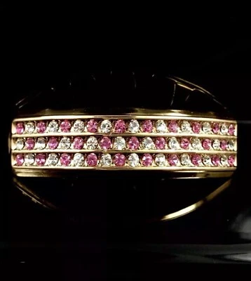 14k Gold GP TOP 6 Tooth Grillz iced girls Hiphop CHECKERED PINK Grills Bling out - Image 1 of 4