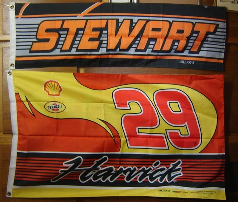 NASCAR RACING FLAG BANNER RACE CAR SIGN ADVERTISING KEVIN HARVICK ~ TONY STEWART Cover