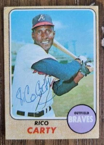 RICO CARTY VINTAGE SIGNED 1968 TOPPS #455 BRAVES CARD DEC - Picture 1 of 1