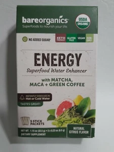 BareOrganics Energy Blend Superfood esaltatore acqua sapore naturale agrumi 5 ct - Foto 1 di 3