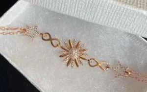 Bracciale Matrimonio Donna Diamante Creato in Lab Placcato Oro Rosa 14K Taglio Rotondo 2Ct - Foto 1 di 5