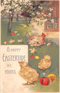 c.1908 Hold to Light Hen & Chicks Happy Easter post card - Picture 1 of 2