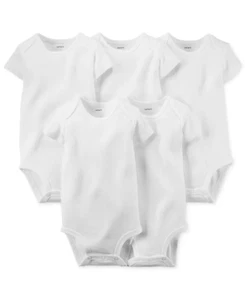 Carter's WHITE Baby Boys or Baby Girls 5-Pack Short Sleeve Bodysuits, US 9 Mos - Picture 1 of 4