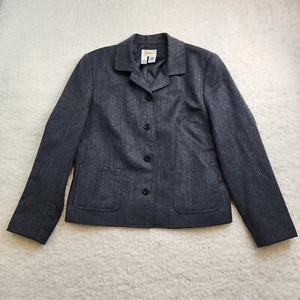 Talbots 2pc Suit Jacket Pants 8 Gray 100% Pure New Wool Preppy Academic Career - Picture 1 of 13
