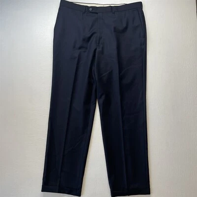 Pantalones de vestir Jack Victor 38x32 azul marino Wright CT frente plano puños 100 % lana Foto 1 de 4