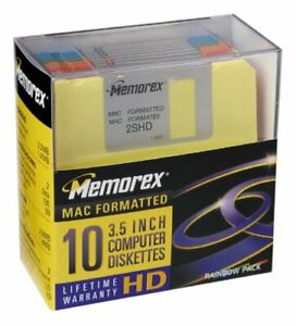 Memorex 3.5" Mac Formatted High Density Floppy Disks (10 Pack)