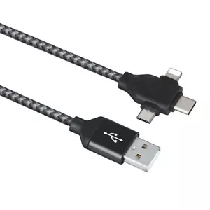 USB universal Kabel 3 in 1 Laden & Syncen Micro USB C 8 PIN Stecker grau 1 m - Bild 1 von 1