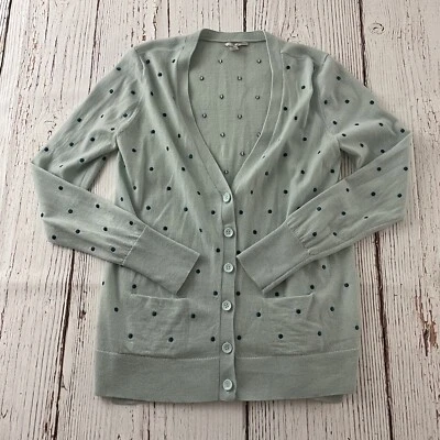 Halogen Polka Dot Button Front Cardigan Sweater Women's Medium Blue Green - Image 1 of 4