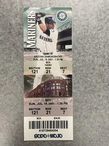 2001 Seattle Mariners vs Arizona Diamondbacks Ticket Stub 07/15/01 Ichiro Rookie - Picture 1 of 2