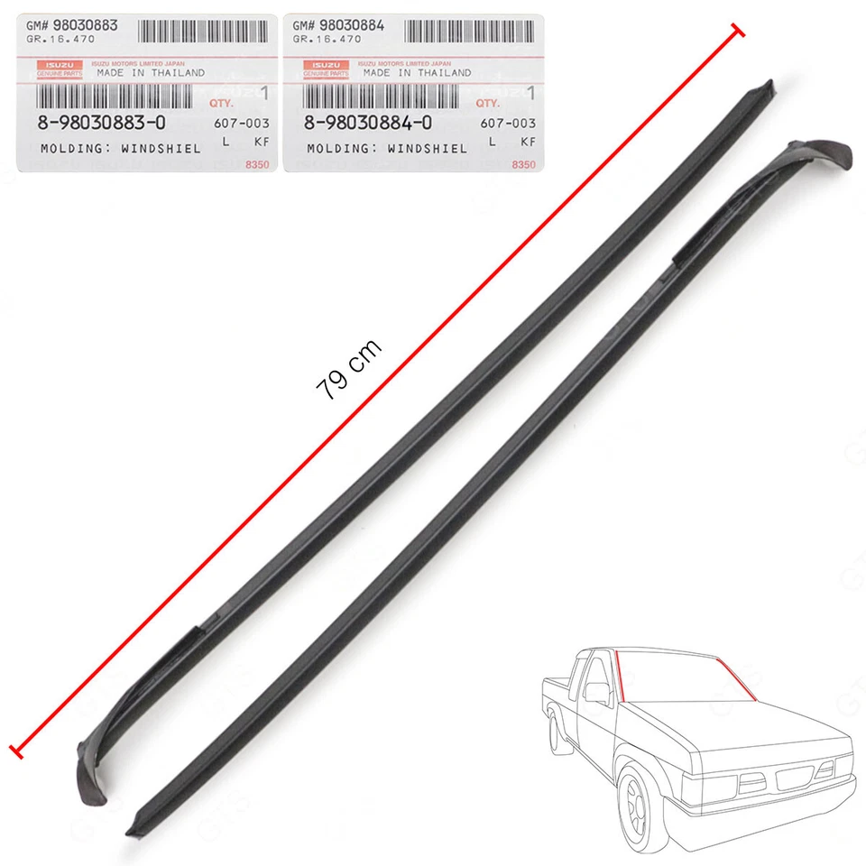 Fits Isuzu D-Max Hi-Lander 2003 08 10 L+R Front Windshield Reveal Molding Seal - Image 1 of 4
