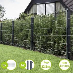 HORI Doppelstabmattenzaun Matten Zaun Anthrazit inkl Pfosten Set Garten 8/6/8 - Bild 1 von 71