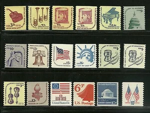 Americana Coils full set dry gum 1518 1519 1613 1816 1975-79 Democracy stamps - Picture 1 of 1