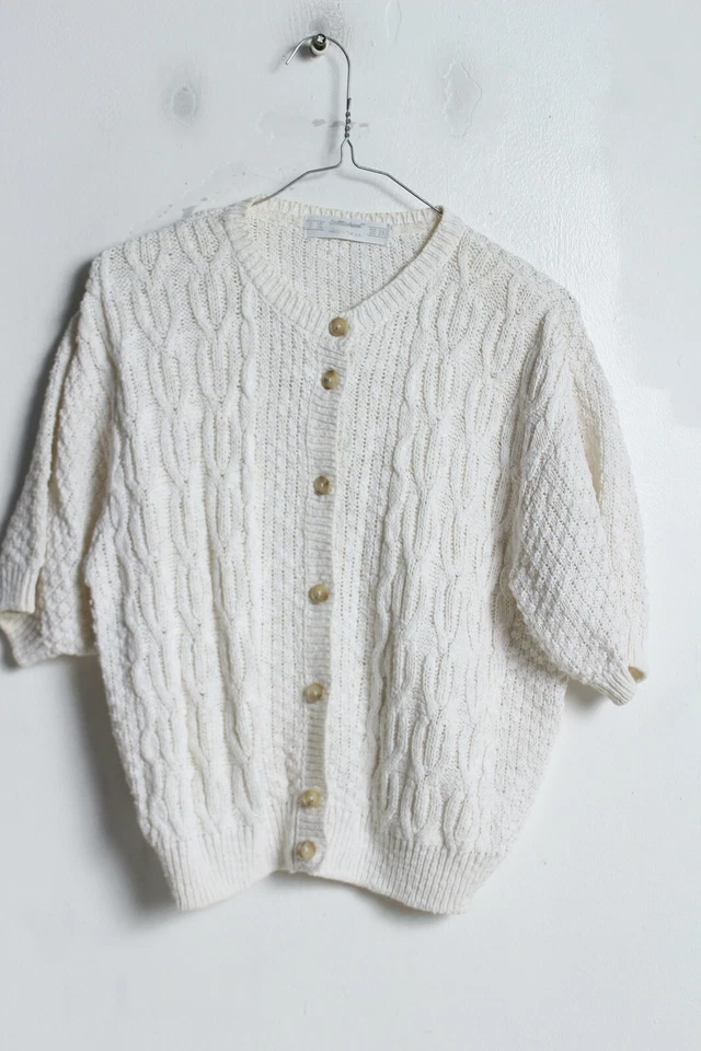 St Michaels Vintage m&S Womens Cable Knit Cardigan - Cream - Size 8 10 (z-h7) - Image 1 of 4