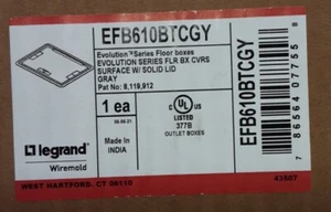 Cubierta de caja de piso de superficie Wiremold EFB610BTCGY Evolution Series con tapa - GRIS - Imagen 1 de 2