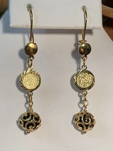 NEUES ANGEBOT - TÜRKISCHE MÜNZE & SCHWARZER ONYX OHRHÄNGER, goldfarben - NEU - Bild 1 von 9