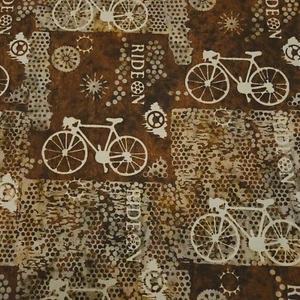 Ride On III BTY Banyan Batiks Bicycle Tonal Brown Patch - Picture 1 of 4