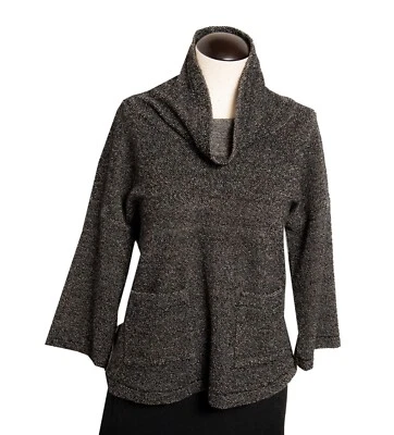 Suéter cuello capucha algodón orgánico Eileen Fisher textura bolsillos dobles talla XS Foto 1 de 4