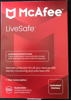 New 2025 McAfee LiveSafe, Unlimited Devices, Antivirus Internet Security 1 Year - Image 1 of 2
