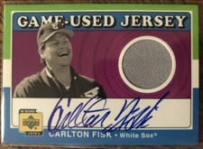 2001 UPPER DECK DECADES 1970s CARLTON FISK GAME USED AUTO CARD RED SOX