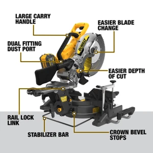 DeWALT 54V 9.0Ah XR 305mm Flexvolt Sliding Mitre Saw Kit DCS781X1-XE DELIVERY IN - Picture 1 of 9