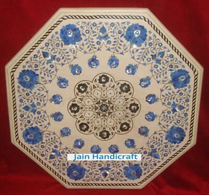 24'' white Marble table top coffee Malachite Mosaic flower Inlay home decor j2 - Picture 1 of 4
