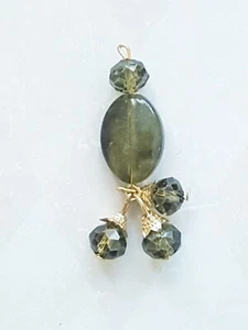 olive green crystal bead tassel fringe jewellery dressmaking - Picture 1 of 1