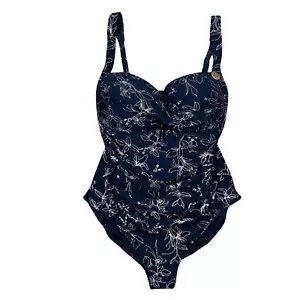 Nip Tuck NWT Blue Silver Twist Front Tummy Control One Piece Swimsuit Size 12 - Picture 1 of 10