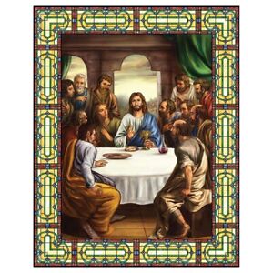Last Supper Stained Glass Look Static Decal Vinyl 5" x 7" Catholic Home Lent