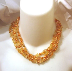 Collar de cuentas con astillas de vidrio de 4 hebras broche 925 de colección - Imagen 1 de 1