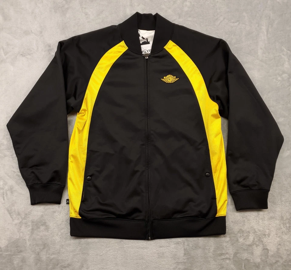 Jaqueta masculina reversível Air Jordan grande preta amarela 1985 Flight Club 217869-010 - Imagem 1 de 4