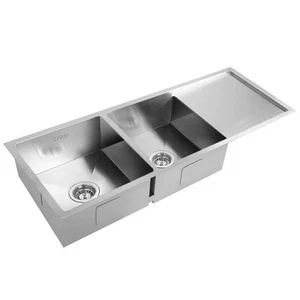 1111*450*205mm Hunter Silver Stainless Steel Basin Double Bowls Kitchen Sinks - Picture 1 of 7