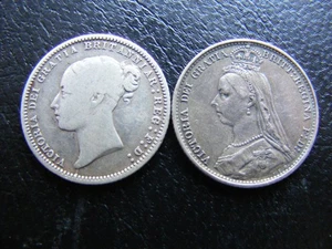 G262a Victoria Sixpences x 2: 1867 Die12 & 1887 Shield Type FREE POSTAGE - Picture 1 of 5