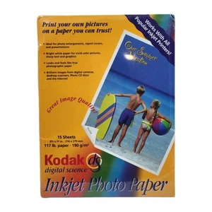 Papel fotográfico de inyección de ciencia digital KODAK ds 15 hojas 8,5"x11" *NUEVO* - Imagen 1 de 3