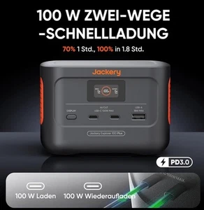 Przenośna elektrownia Jackery Explorer 100 plus, szybkie ładowanie akumulatora Lifepo4 99Wh - Zdjęcie 1 z 8